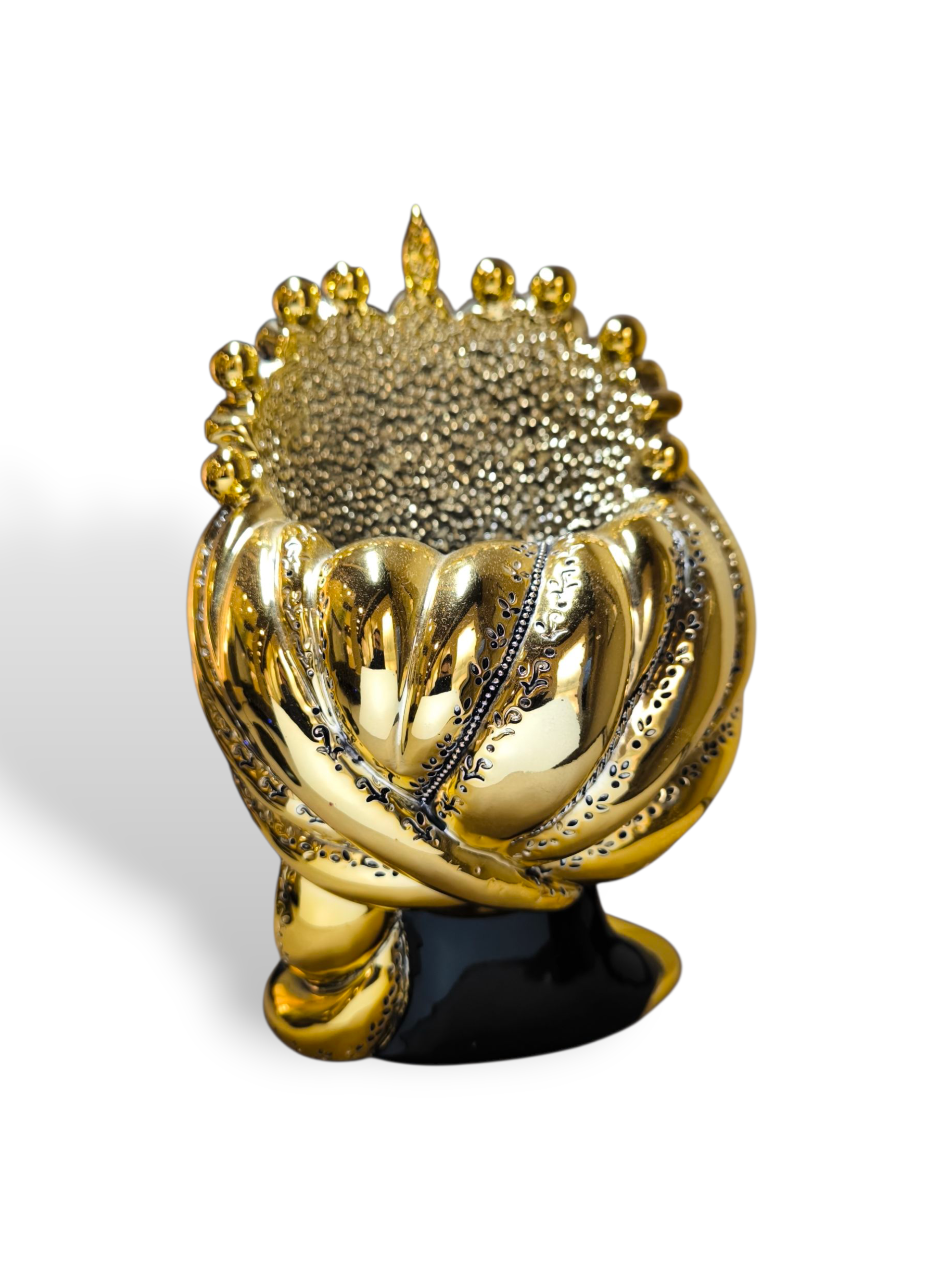 soprammobile Vaso Testa di Moro femminile ornamentale dorata con pietre - Gioielli Pavan