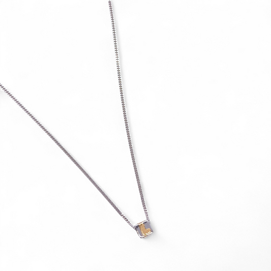 Collana Girocollo argento 925 con dadino lettera in oro 18k - Gioielli Pavan