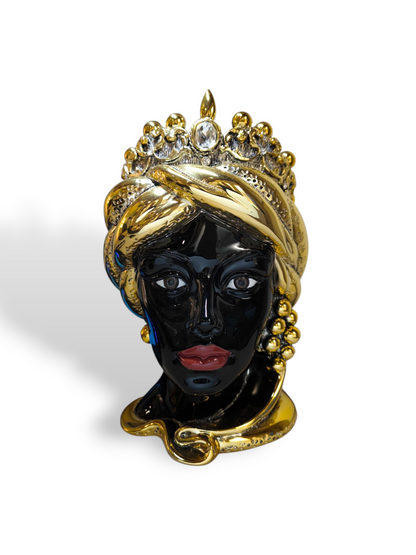 soprammobile Vaso Testa di Moro femminile ornamentale dorata con pietre - Gioielli Pavan