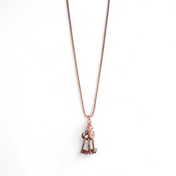 Girocollo Girocollo Argento 925 Dorato Rosa con Chiavi Pendenti "Le Chiavi del Mio Cuore" - Gioielli Pavan