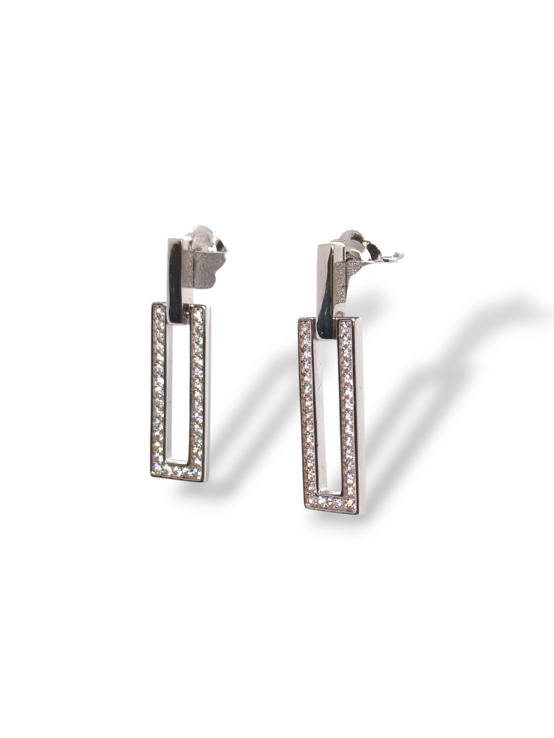 Orecchini Orecchini Geometrici Argento 925 con Zirconi Pavé - Gioielli Pavan