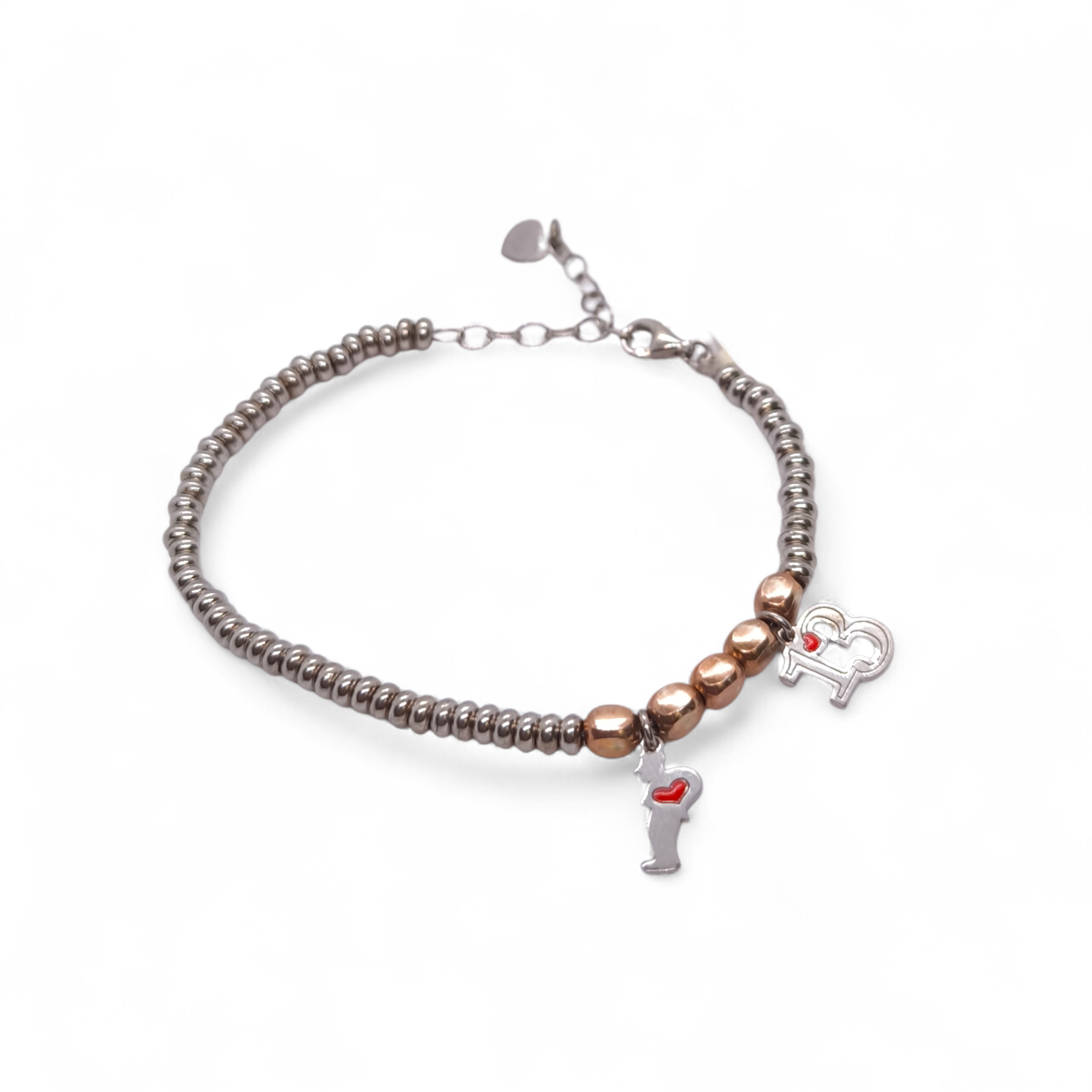 Bracciale Bracciale in argento 925 bicolore con Gobbo e Lucky 13 - Gioielli Pavan