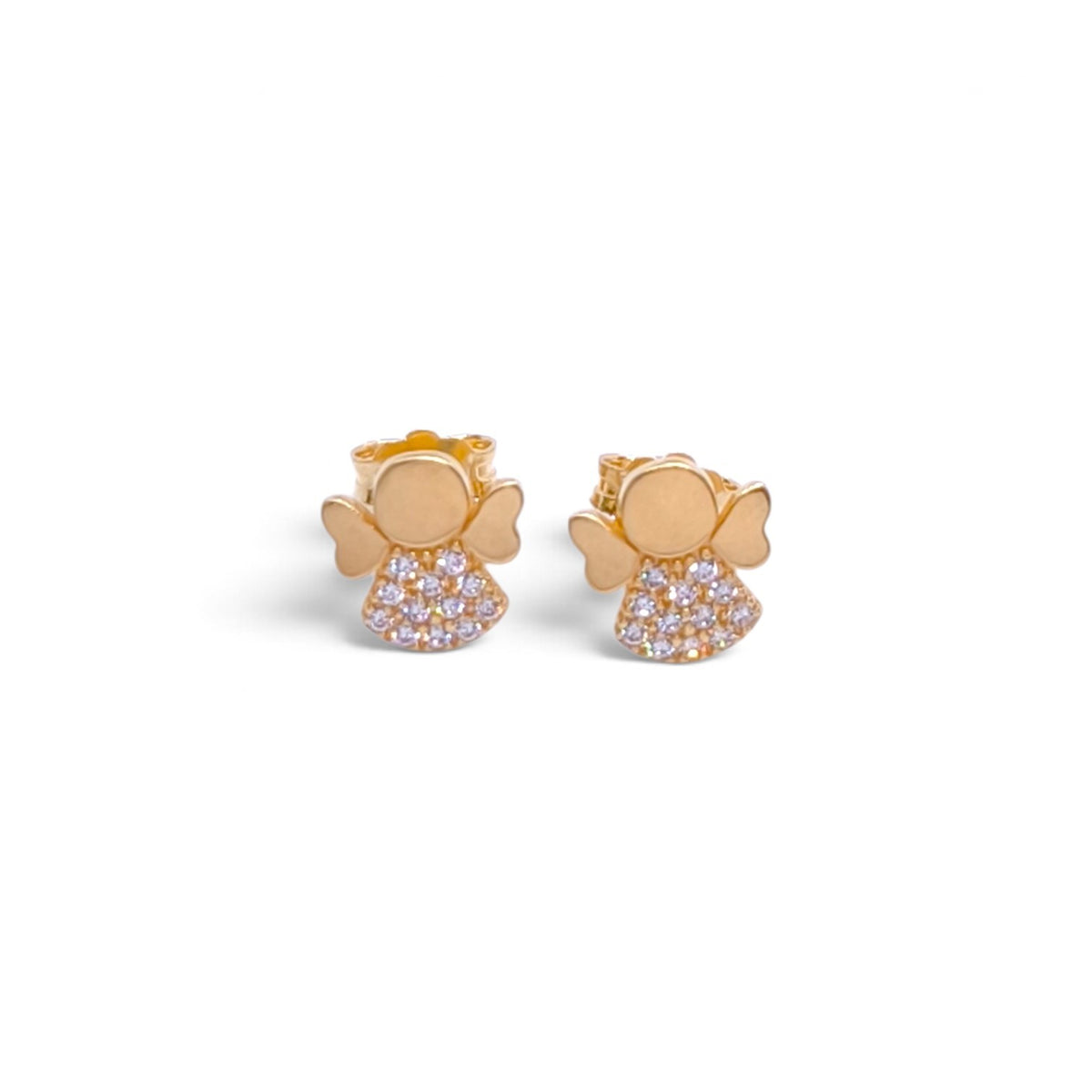 Orecchini angelo in oro giallo 18 kt con zirconi