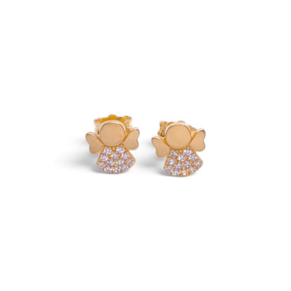 Orecchini angelo in oro giallo 18 kt con zirconi