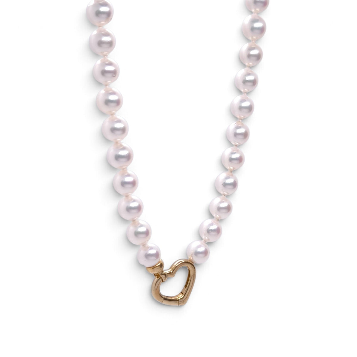 Girocollo di perle d’acqua dolce con cuore in oro giallo 18 kt