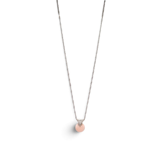 Girocollo in oro 18 kt e platino con corallo rosa e diamanti - Gioielli Pavan