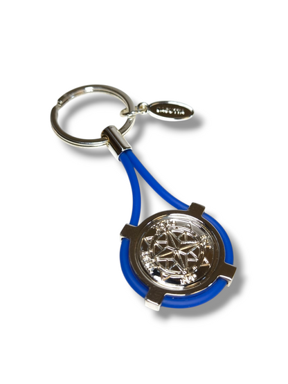 Portachiavi Porta chiavi in acciaio con rosa dei venti smaltata o incisa - Articolo con varianti - Gioielli Pavan