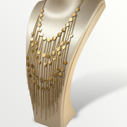 Girocollo Collana in argento dorato con pendenti lunghi satinati e lucidi - Gioielli Pavan