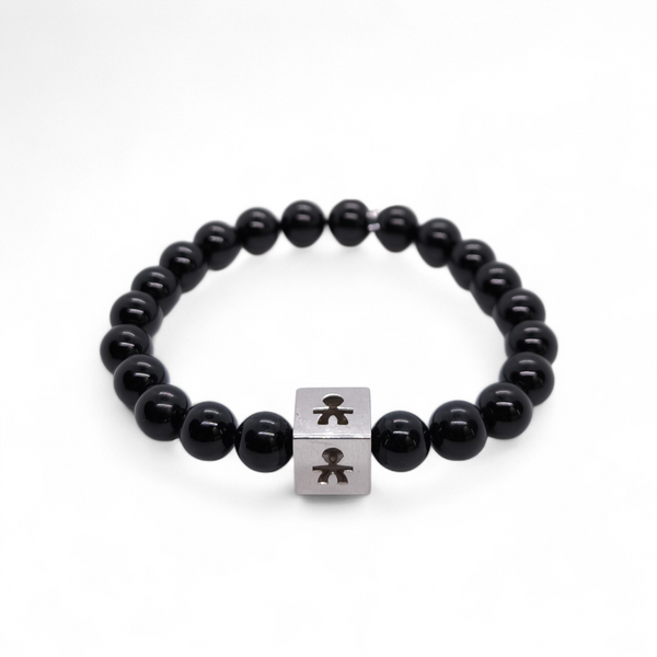 Bracciale Bracciale elastico in onice nera con dado in oro 9k LeBebè - Gioielli Pavan