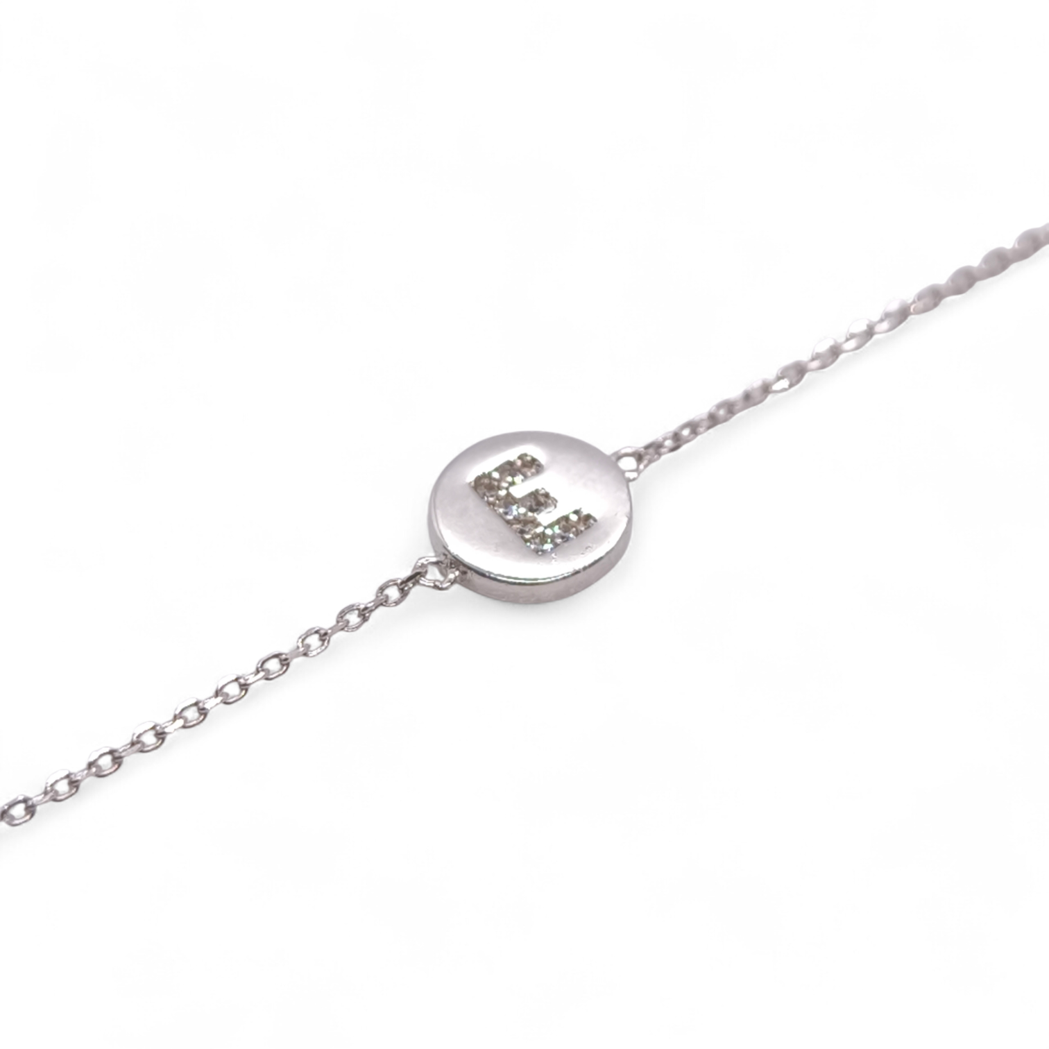 Bracciale Bracciale regolabile in argento 925 con lettera E e zirconi - Gioielli Pavan