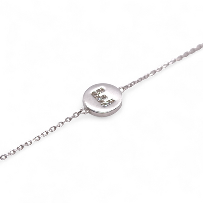 Bracciale Bracciale regolabile in argento 925 con lettera E e zirconi - Gioielli Pavan