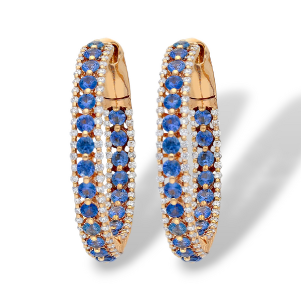 Orecchini Orecchini in oro con pavè di diamanti e zaffiri - Gioielli Pavan