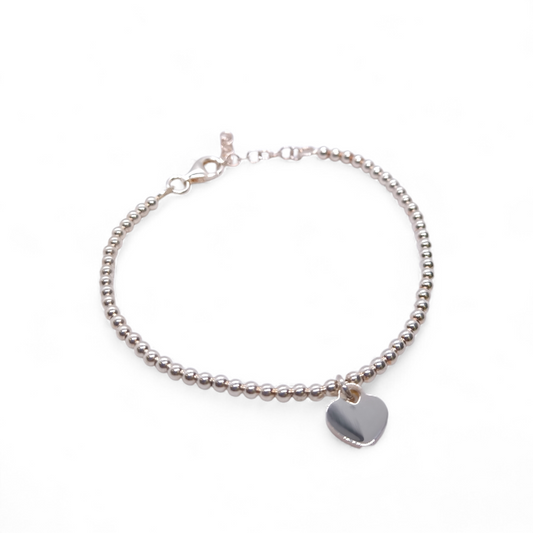 Bracciale Bracciale Argento 925 con Palline e Cuore Pendente - Gioielli Pavan