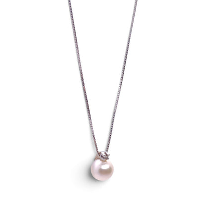 Girocollo in oro bianco 18 kt con perla Akoya e diamante - Gioielli Pavan