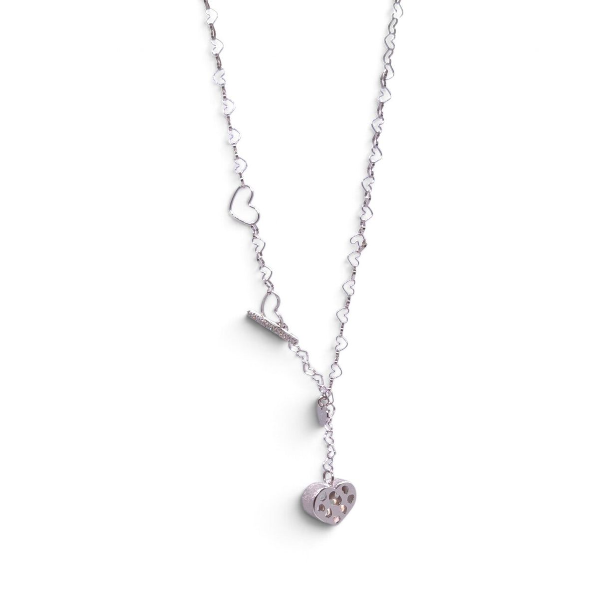 Girocollo Nanis in oro bianco 18 kt con cuori e diamanti - Gioielli Pavan