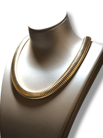 Girocollo Girocollo in argento dorato semirigido maglia tubo gas sezione da 1,5 cm - Gioielli Pavan