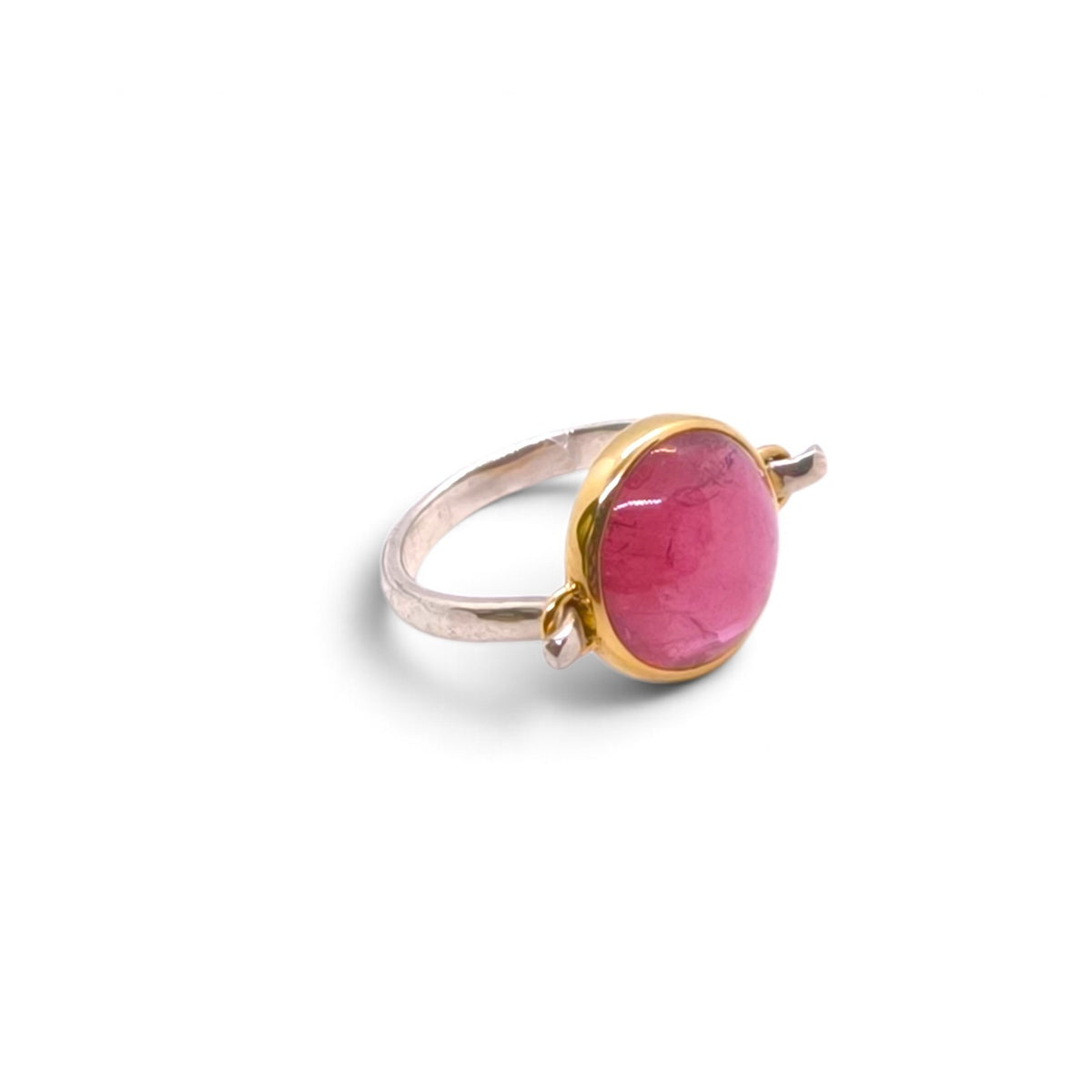 Anello con tormalina rosa in argento 925 e oro giallo 18k - Gioielli Pavan