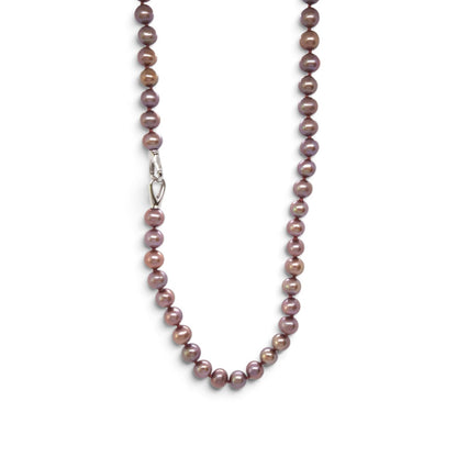 Silver choker with purple freshwater pearls