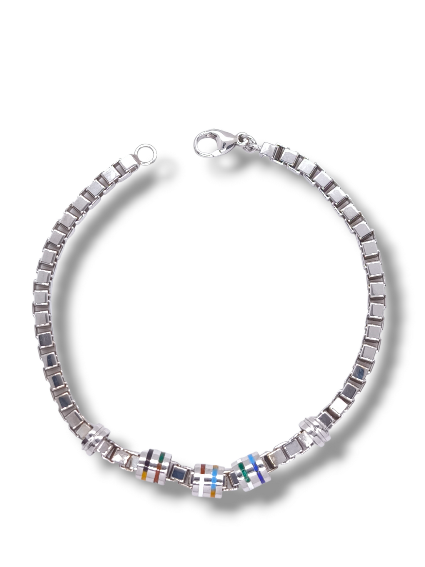 Bracciale Bracciale Argento 925 Maglia Veneta con Elementi Smaltati Colorati - Gioielli Pavan