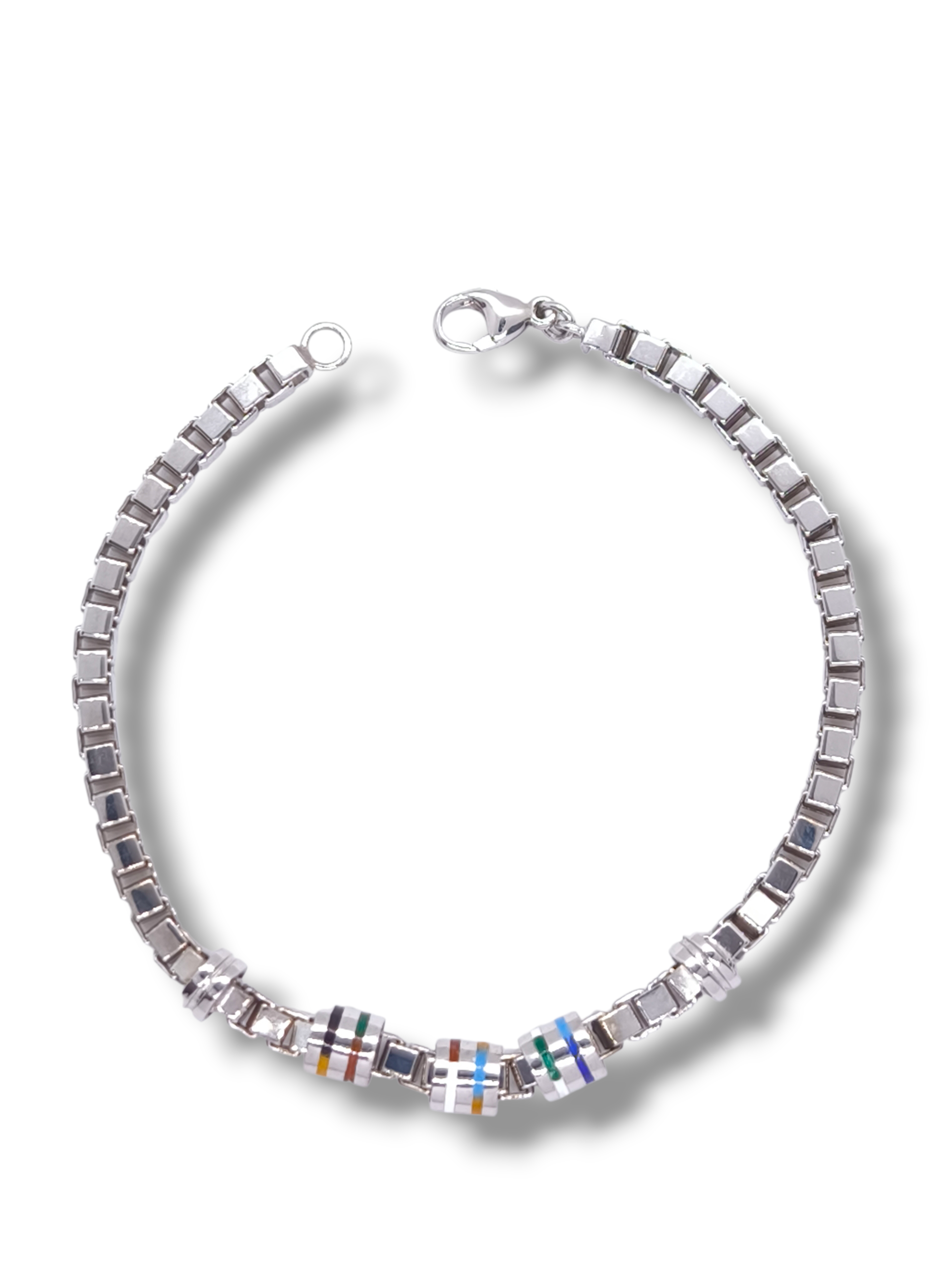 Bracciale Bracciale Argento 925 Maglia Veneta con Elementi Smaltati Colorati - Gioielli Pavan