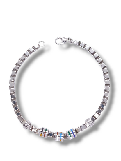 Bracciale Bracciale Argento 925 Maglia Veneta con Elementi Smaltati Colorati - Gioielli Pavan