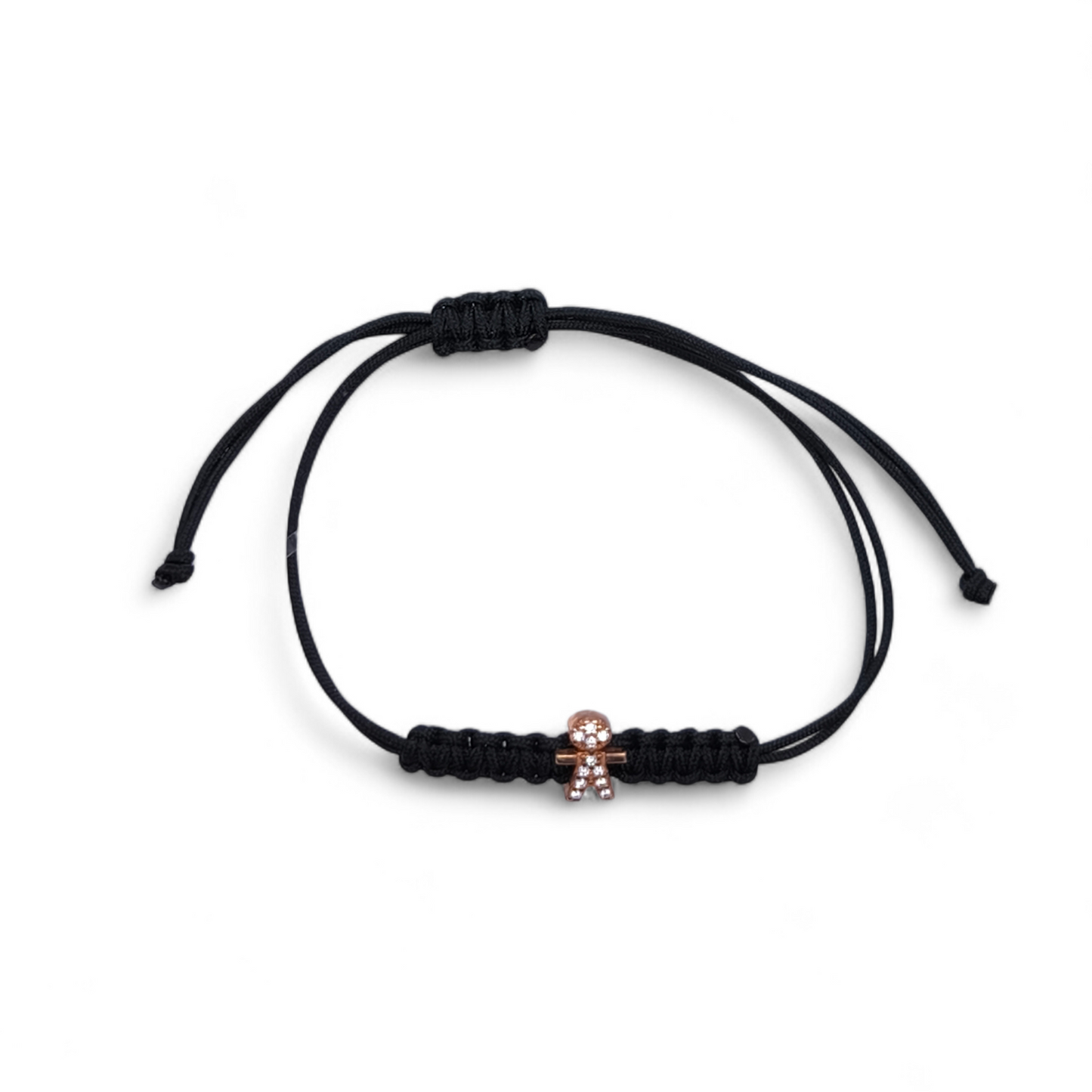 Bracciale Bracciale Bimbo Argento 925 Rosato con Pavé di Zirconi e Sagola Nera - Gioielli Pavan