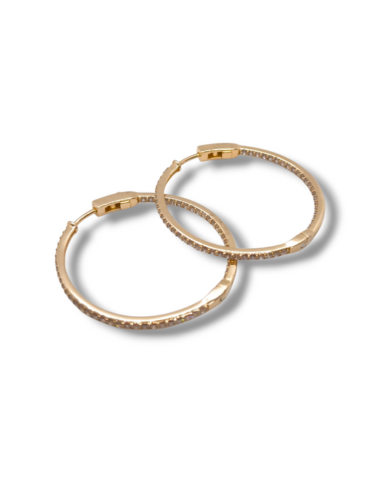 Orecchini Orecchini a Cerchio Argento 925 Dorato con Zirconi Pavé - Gioielli Pavan