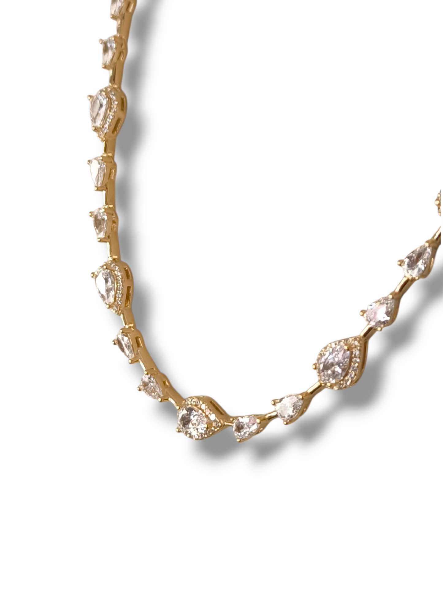 Girocollo Girocollo in argento dorato con zirconi tagliati a fantasia semi rigido - Gioielli Pavan