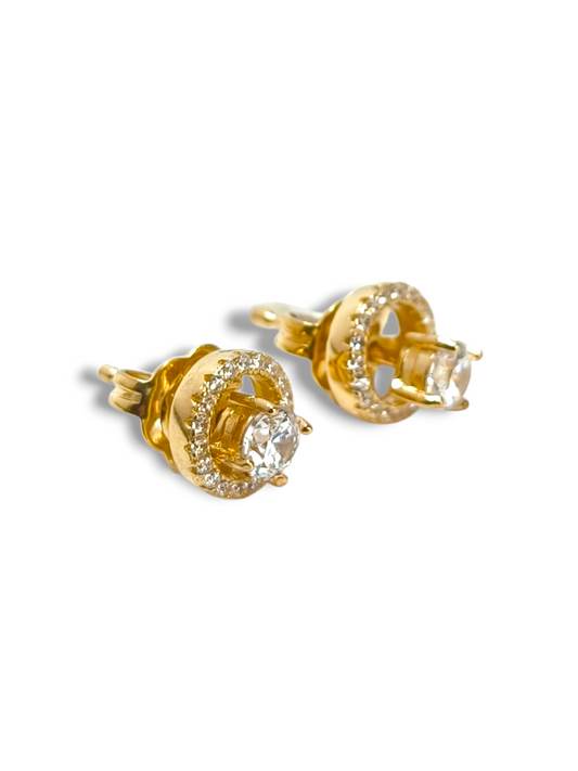 Orecchini Orecchini in argento dorato punto luce con pavé removibile con zirconi - Gioielli Pavan