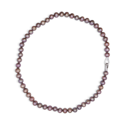Silver choker with purple freshwater pearls