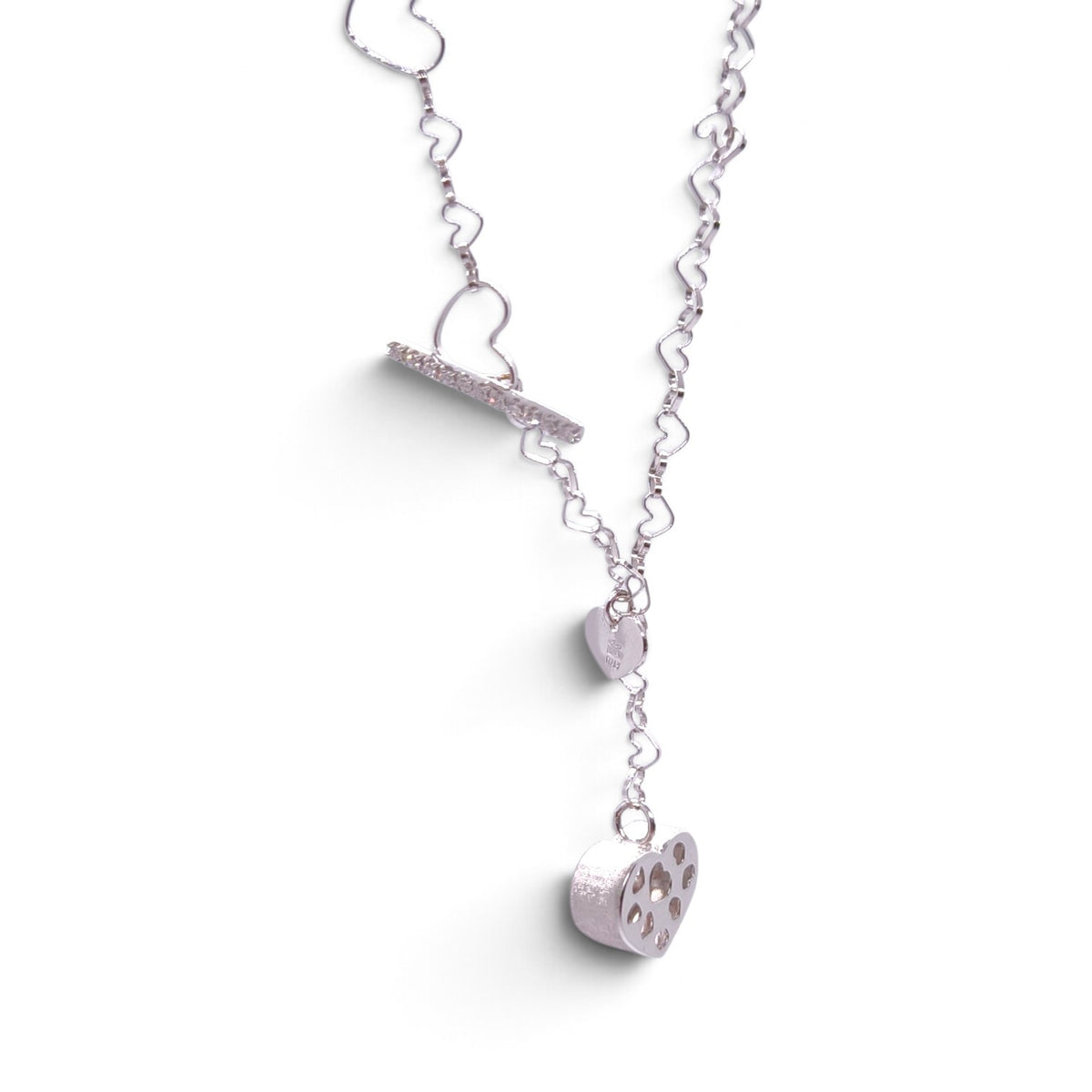 Girocollo Nanis in oro bianco 18 kt con cuori e diamanti - Gioielli Pavan