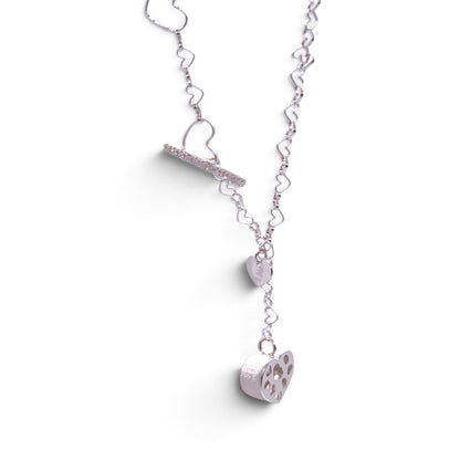 Girocollo Nanis in oro bianco 18 kt con cuori e diamanti - Gioielli Pavan