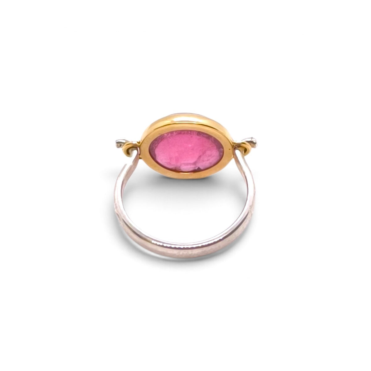 Anello con tormalina rosa in argento 925 e oro giallo 18k - Gioielli Pavan