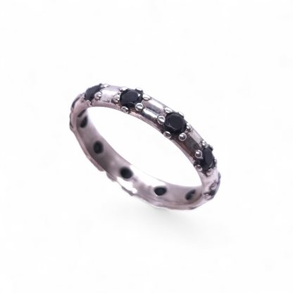 Anello Anello Rosario in Argento 925 Brunito con Zirconi Neri - Gioielli Pavan