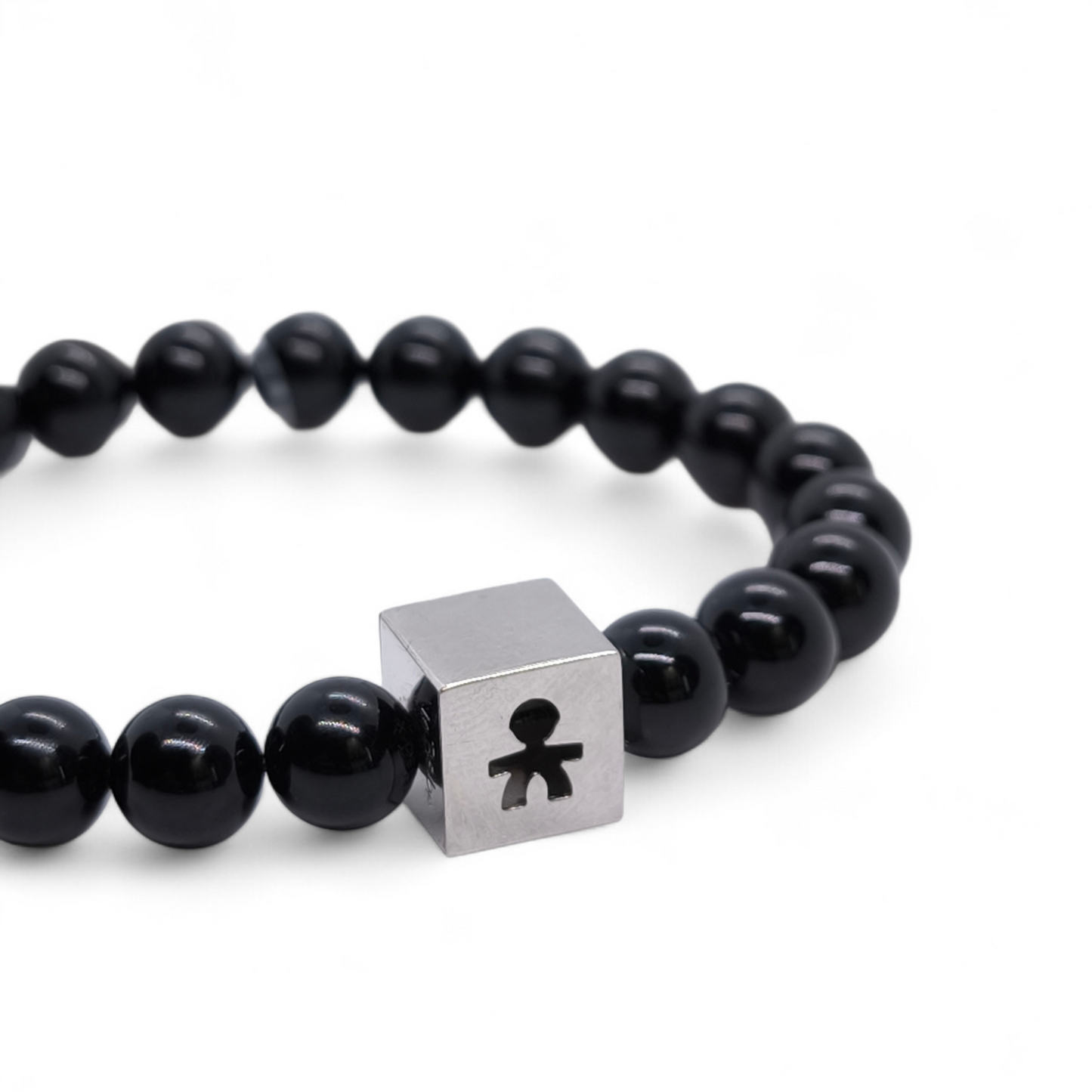 Bracciale Bracciale elastico in onice nera con dado in oro 9k LeBebè - Gioielli Pavan