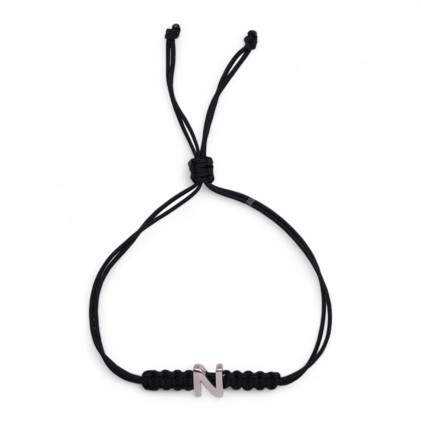 Bracciale Bracciale Lettera N Argento 925 e Sagola Nera - Gioielli Pavan