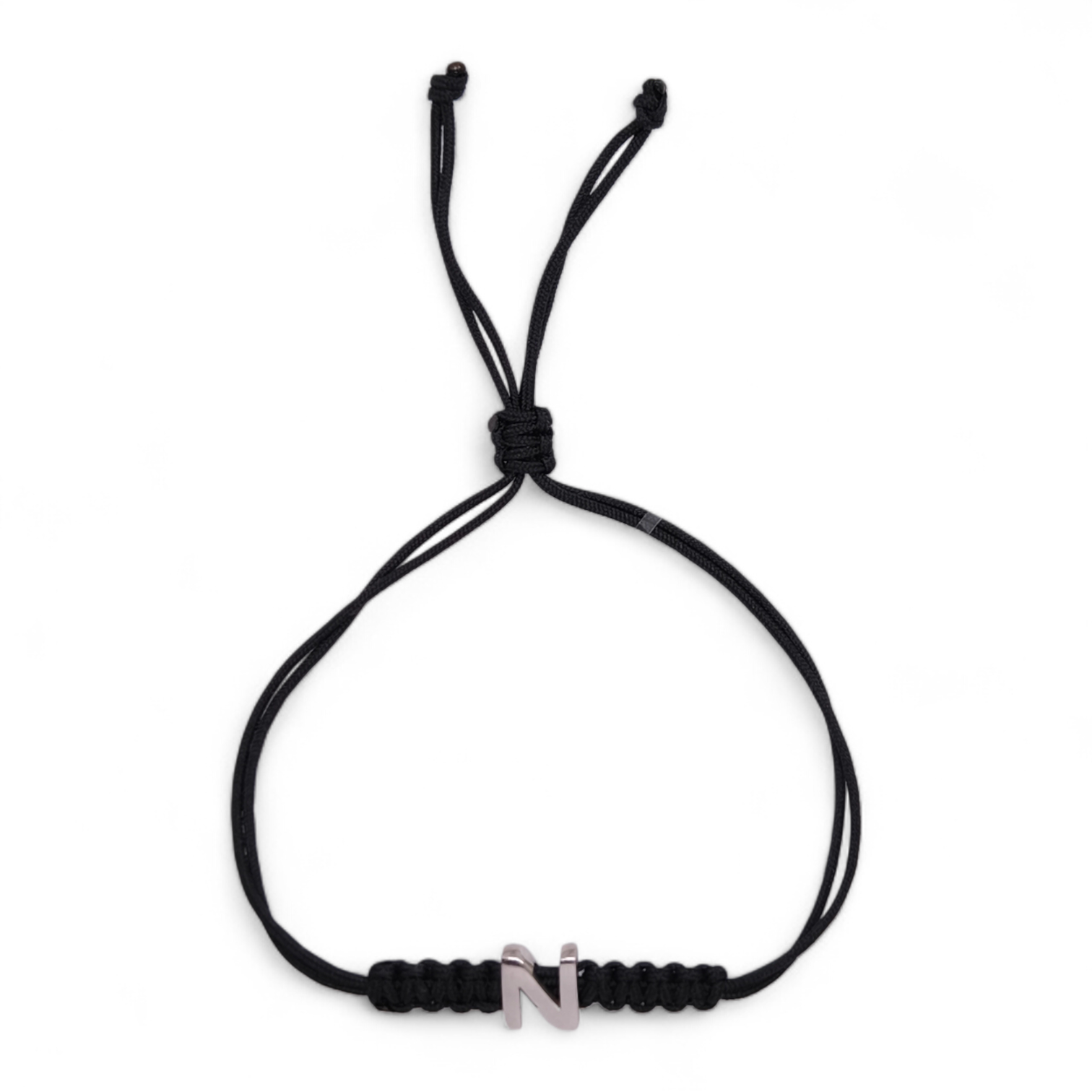 Bracciale Bracciale Lettera N Argento 925 e Sagola Nera - Gioielli Pavan