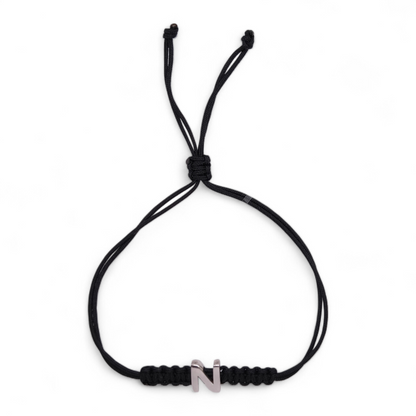 Bracciale Bracciale Lettera N Argento 925 e Sagola Nera - Gioielli Pavan