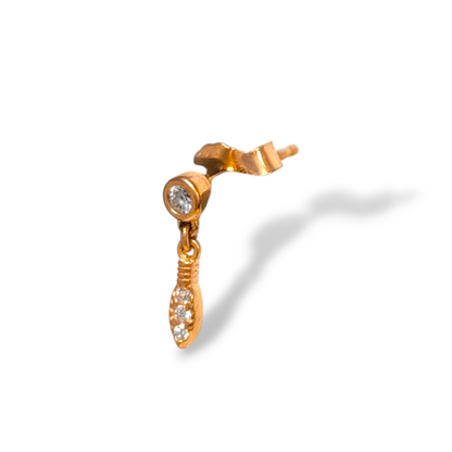 Orecchini Mono orecchino in argento punto luce con piuma pendente a pavè - Gioielli Pavan