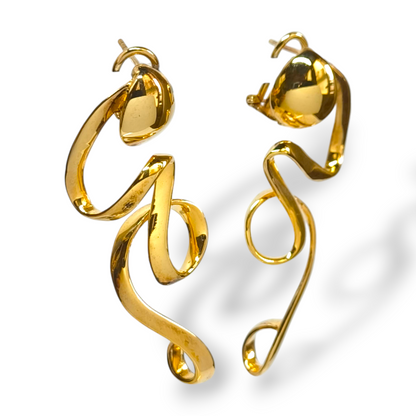 Orecchini Orecchini in argento dorato giallo pendenti di forma astratta - Gioielli Pavan