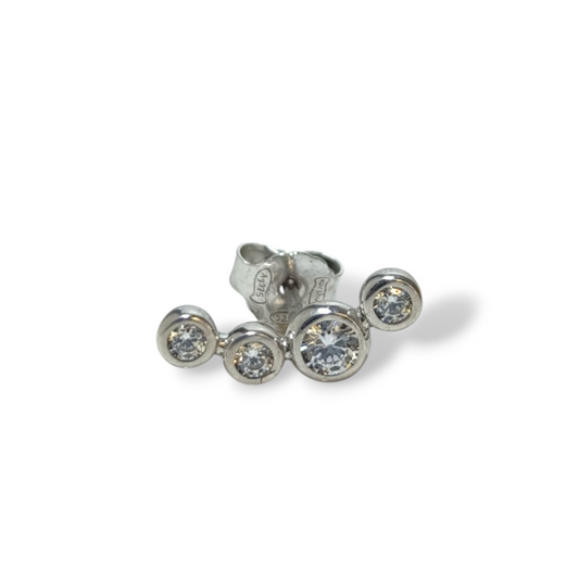 Orecchini Mono orecchino in argento mezza luna pavè a battuta - Gioielli Pavan