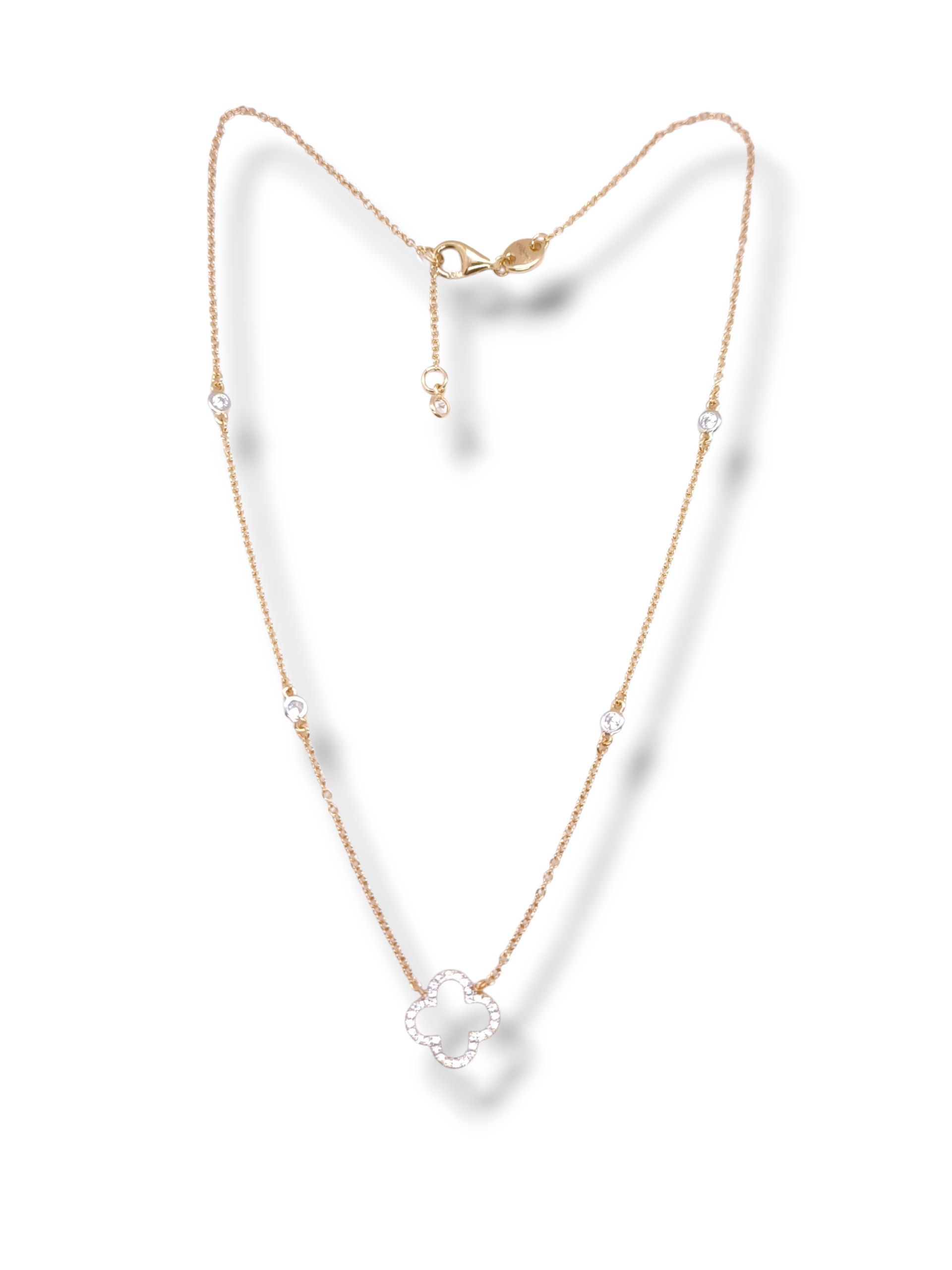 Girocollo Girocollo Fiore in Argento 925 Bicolore con Zirconi Pavé Incolori - Gioielli Pavan