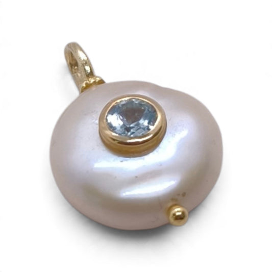 Ciondolo con perla scaramazza e zirconia azzurra - Gioielli Pavan