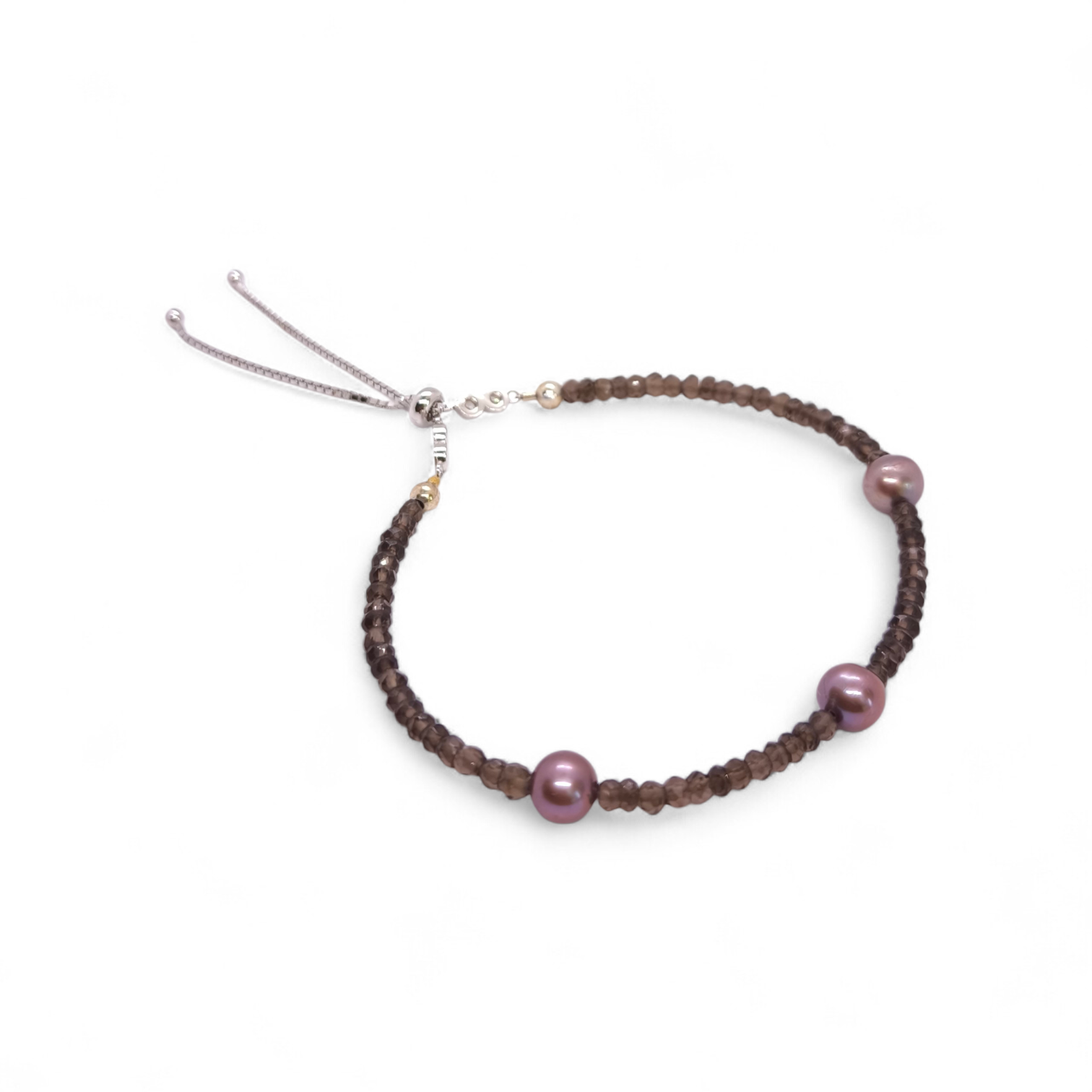 Bracciale Bracciale argento 925 con quarzi fumè e perle viola - Gioielli Pavan