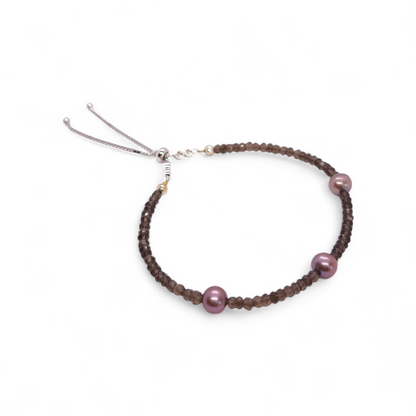 Bracciale Bracciale argento 925 con quarzi fumè e perle viola - Gioielli Pavan