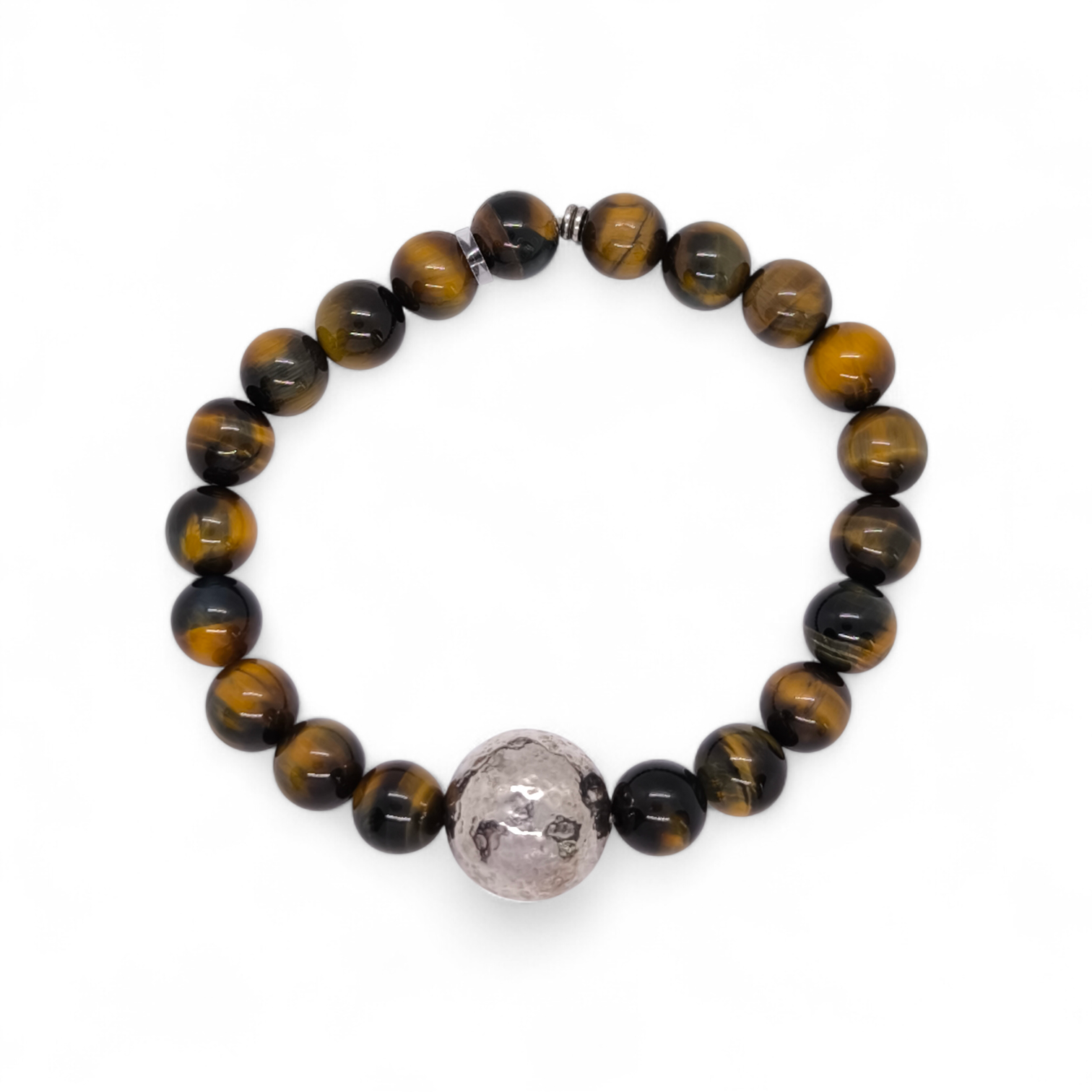 Bracciale Bracciale elastico in argento 925 e quarzo occhio di tigre - Gioielli Pavan