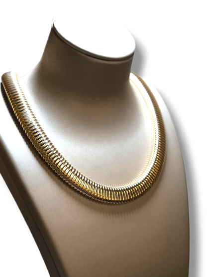 Girocollo Girocollo in argento dorato semirigido maglia tubo gas sezione da 1,5 cm - Gioielli Pavan