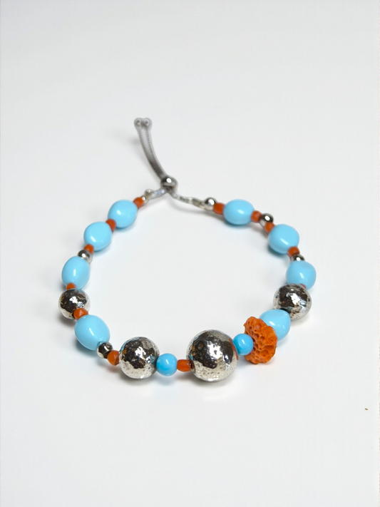 Bracciale Braccialetto in argento con turchese e corallo - Gioielli Pavan