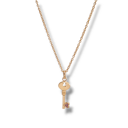 Girocollo Girocollo in argento dorato rosa chiave e zirconi rossi - Gioielli Pavan