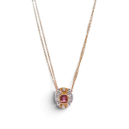 Girocollo in oro 18 kt con rubellite e diamanti - Gioielli Pavan